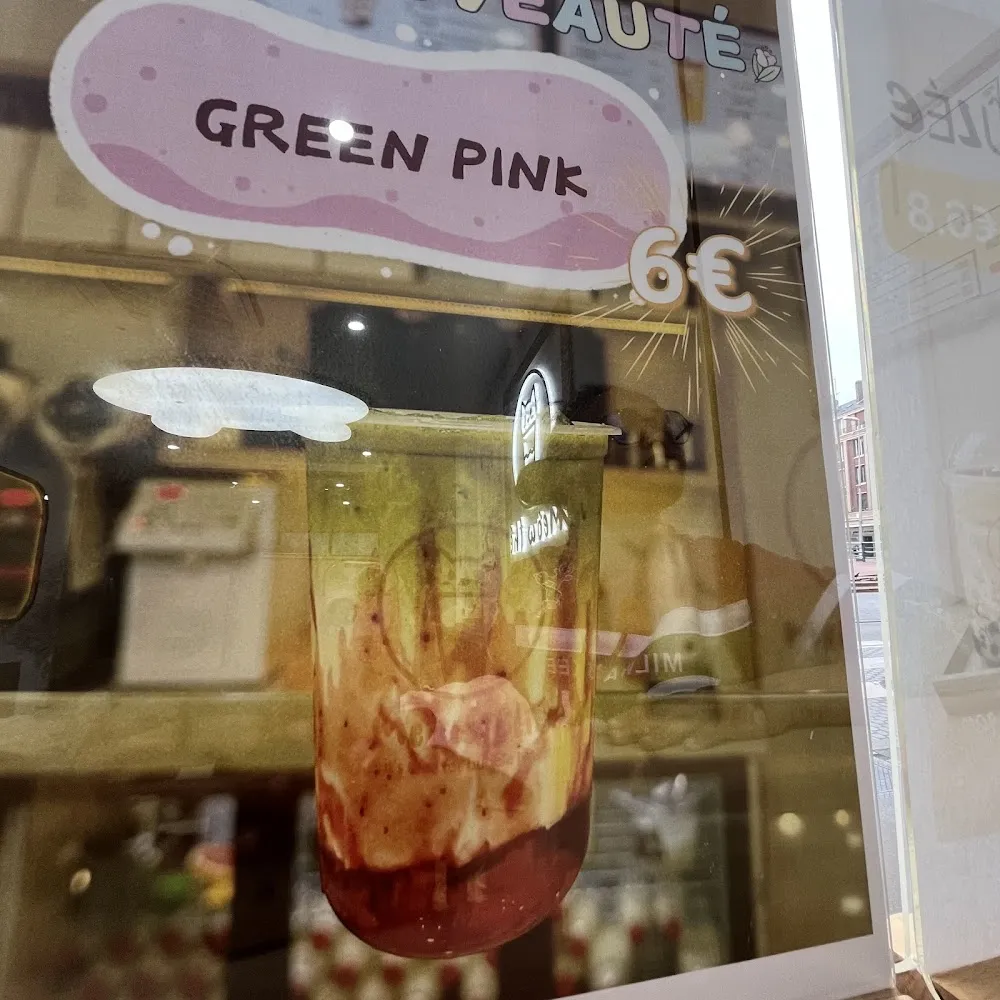 Green Pink Bubble Tea